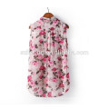 Mulher Flor Print Shirt Sleeseless Elegant Top
